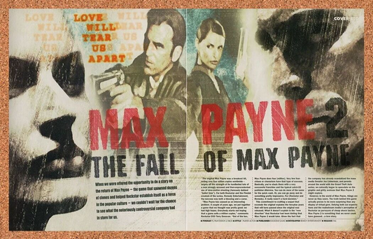 Max Payne 2 The Fall PS2 Original 2004 Ad Authentic Review Video Game Promo v3