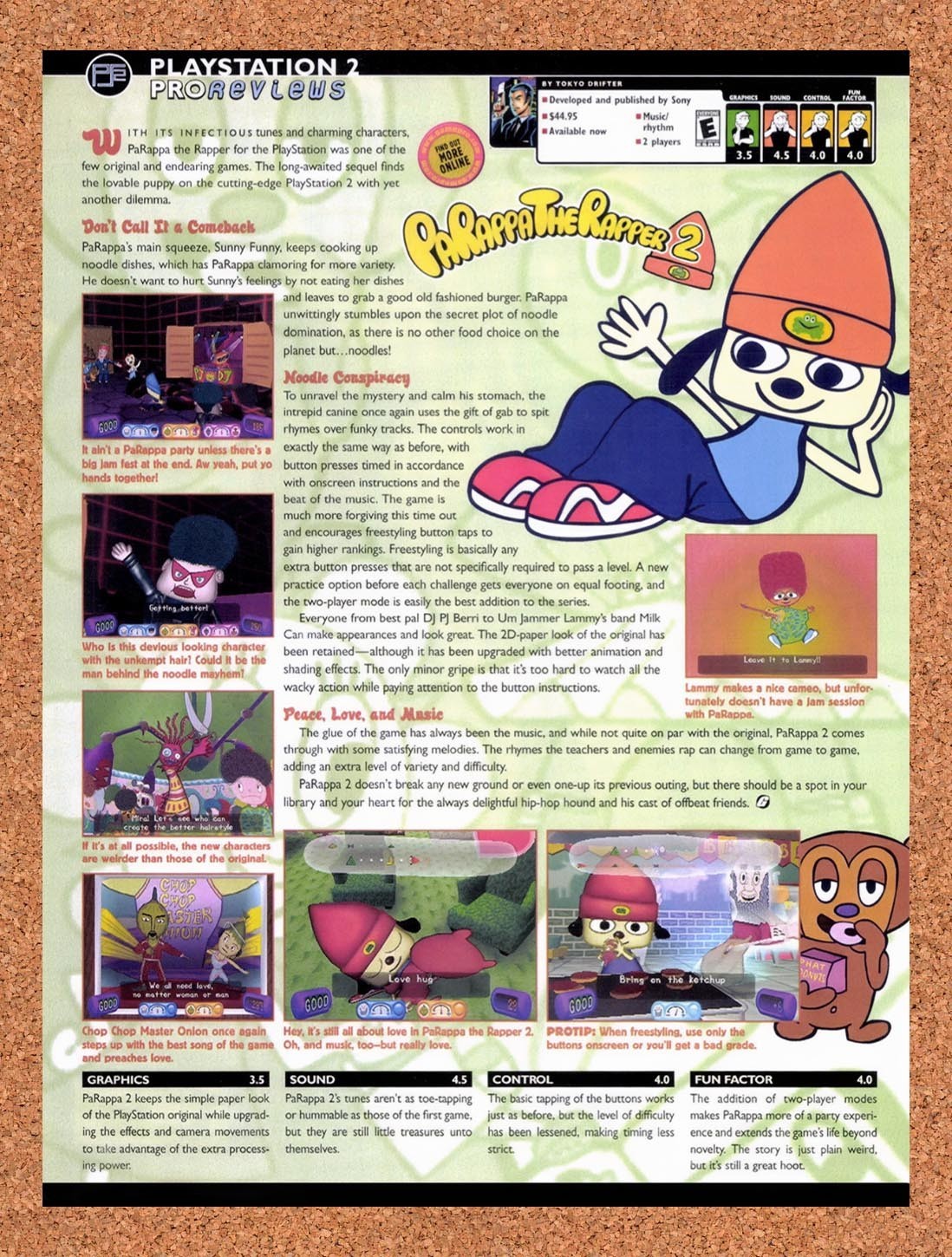 2002 Parappa The Rapper 2 PS2 Original Advertisement / Retro Promo vr3
