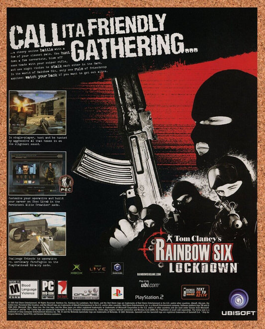 Rainbow Six Lockdown PS2 Original 2004 Print Ad Authentic Video Game Art Promo