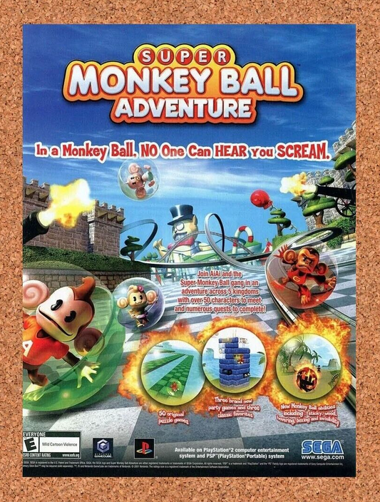 Super Monkey Ball Adventure GameCube Original 2005 Ad Authentic Game Promo v1