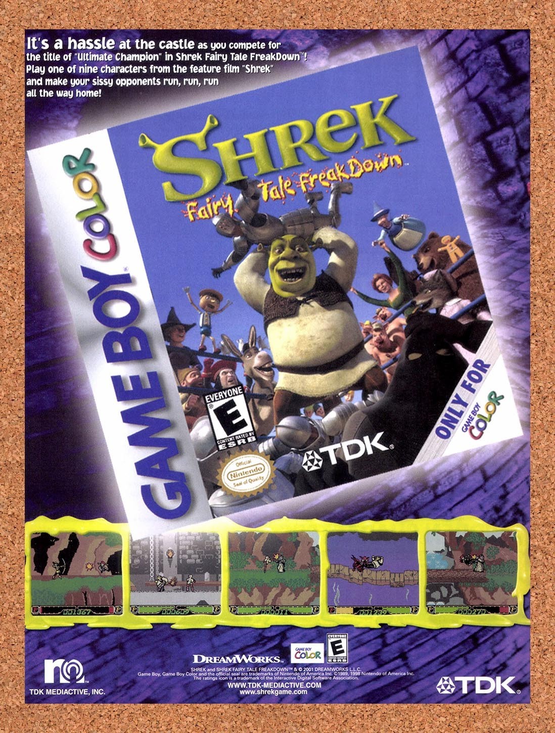 2001 Shrek Fairy Tale Freakdown Game Boy Color Original Ad / Promo v1