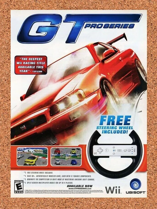 GT Pro Series Wii Original 2007 Ad Authentic Racing Video Game Promo
