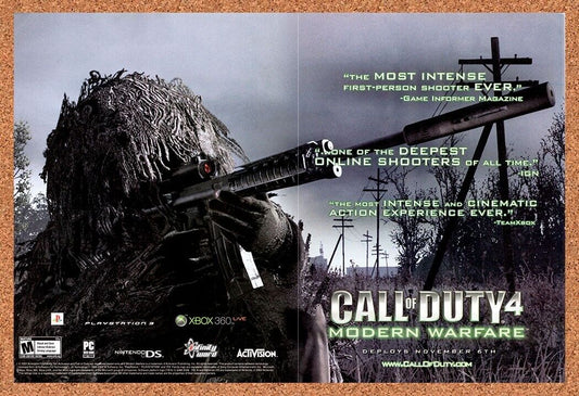 Call Of Duty 4 Modern Warfare Original 2006 Vintage Ad - Video Game Art Promo