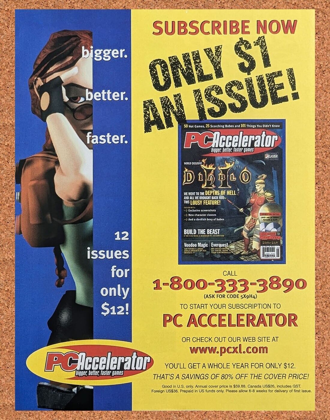 Tomb Raider PC Original 1998 Ad Authentic PC Accelerator Mag Video Game Promo