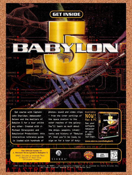 1998 Babylon 5 PC Original Advertisement / Retro Promo v1