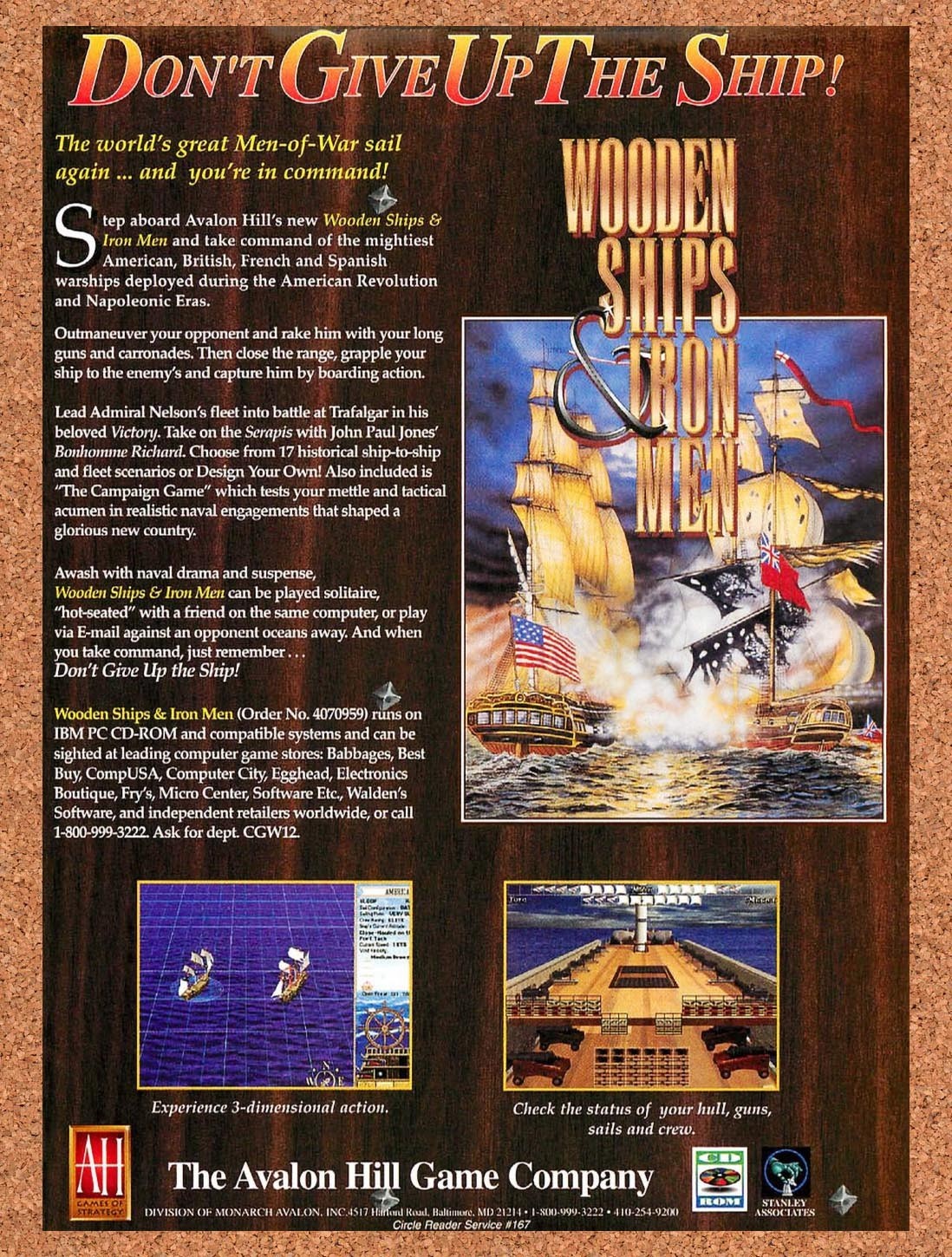 1996 Wooden Ships & Iron Men PC Original Advertisement / Retro Promo v1