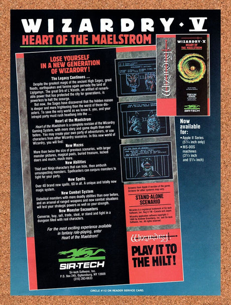 1989 Wizardry 5 Heart Of The Maelstrom Apple II Original Ad / Retro Wall Art v1