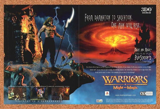 Original 2002 Warriors Of Might And Magic PS1 Vintage Ad - Video Game Promo