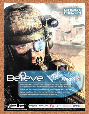 Ghost Recon PC Original 2008 Ad Authentic PhysXP1 GPU Graphics Video Game Promo