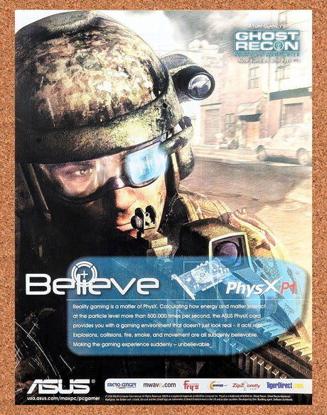 Ghost Recon PC Original 2008 Ad Authentic PhysXP1 GPU Graphics Video Game Promo