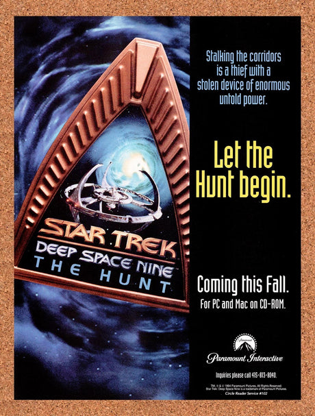1994 Star Trek Deep Space Nine The Hunt PC Original Advert / Retro Promo v1