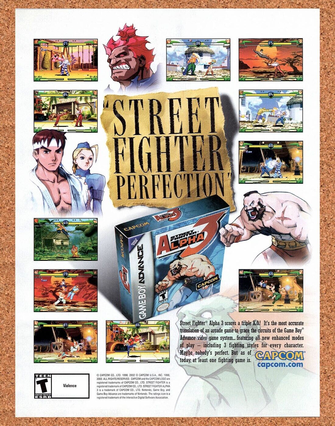 Street Fighter Alpha 3 GBA Original 2002 Vintage Ad - Video Game Promo