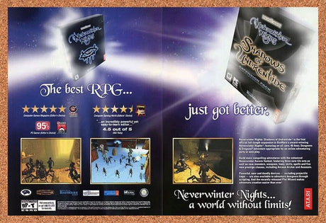 Neverwinter Nights Undrentide PC Original 2005 Ad Authentic Video Game Promo v2