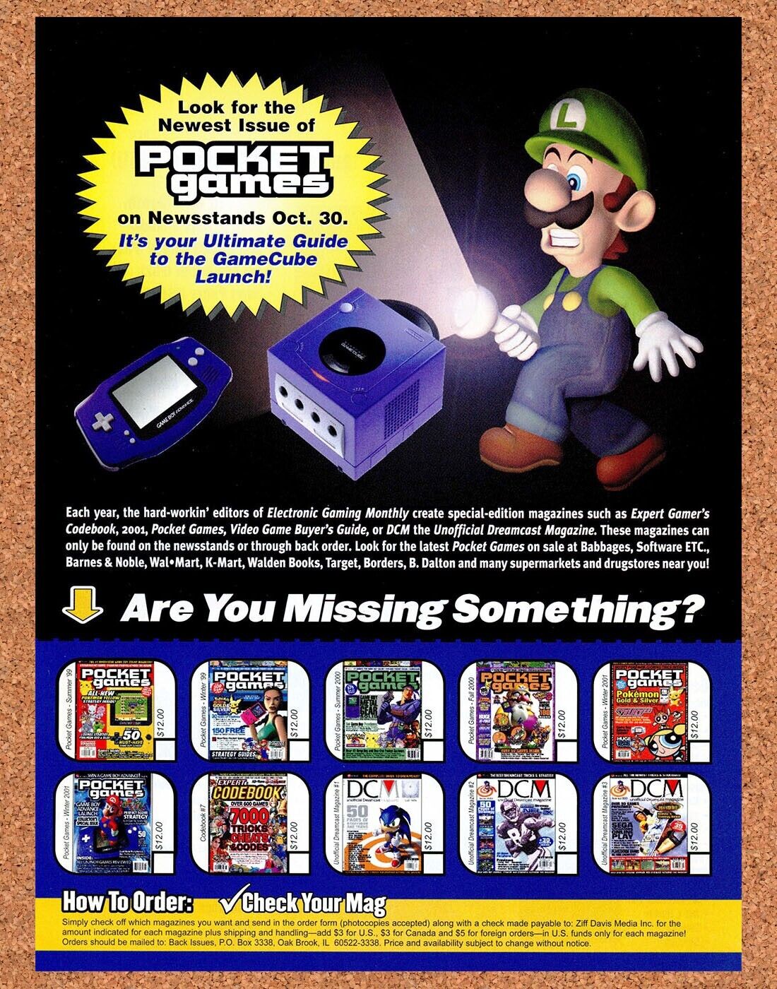 Pocket Games Magazine Original 2002 Ad Authentic Nintendo Mario Video Game Promo