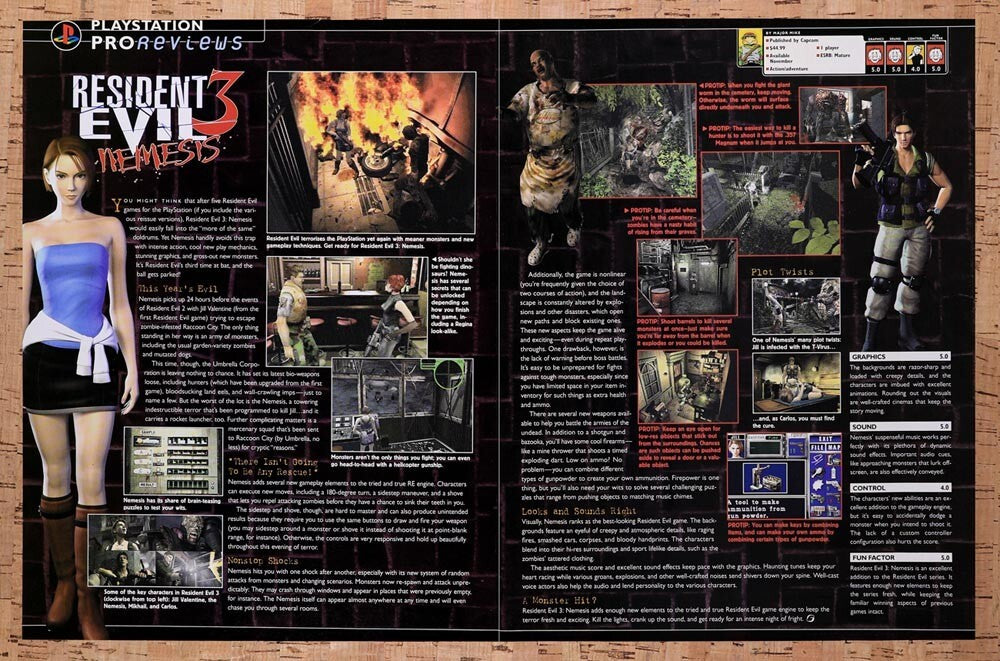 1999 Resident Evil 3 Nemesis PS1 Review Original Ad / Retro Wall Art v8