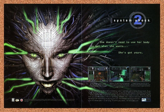 System Shock 2 PC Original 1998 Ad Authentic HorrRo FPS Video Game Promo