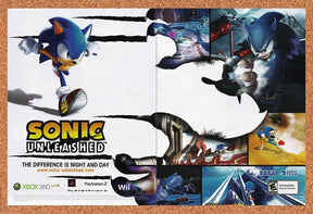 2008 Sonic Unleashed Xbox 360 Original Advertisement / Retro Wall Art v2