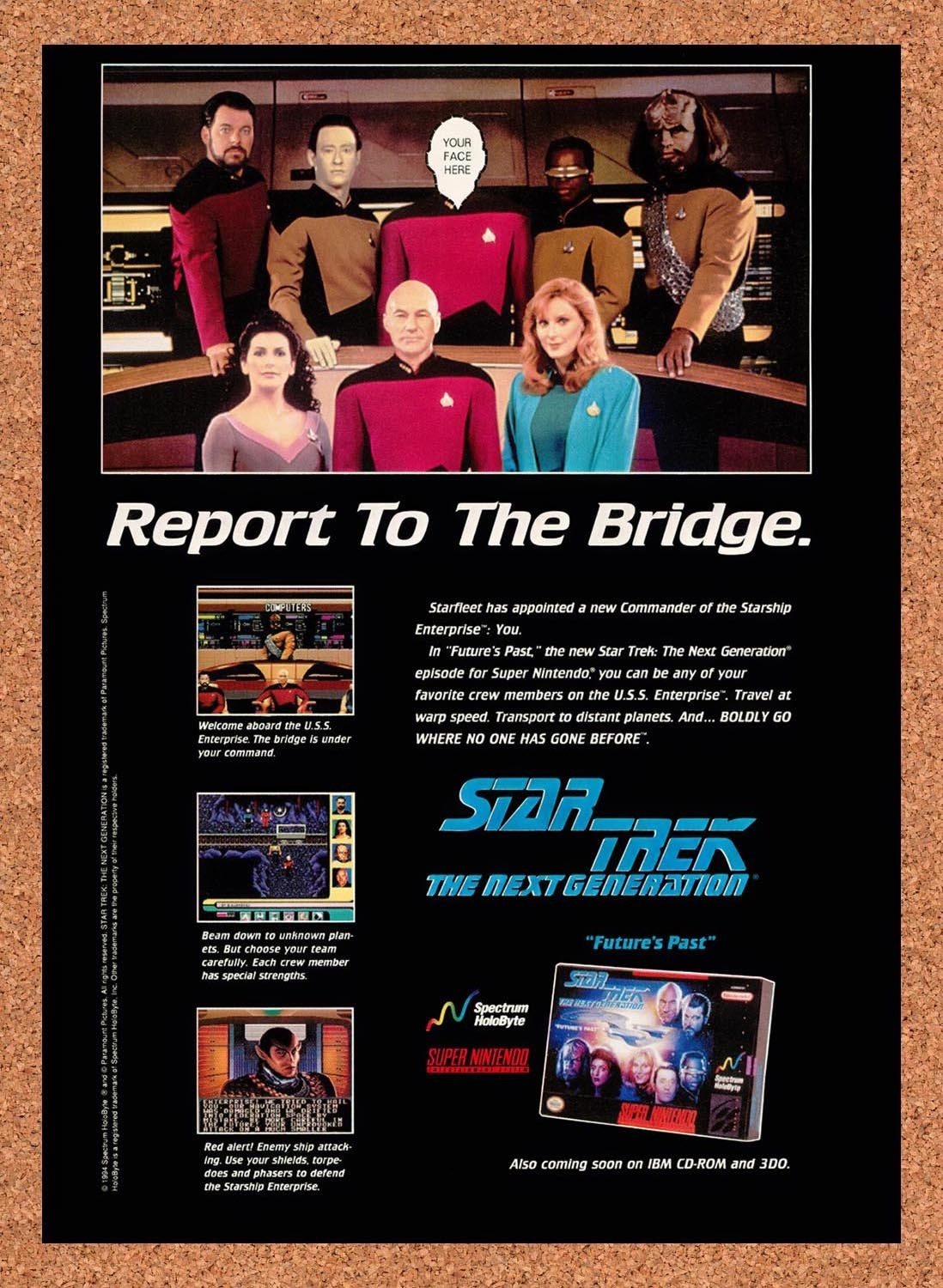 1994 Star Trek The Next Generation SNES Original Advertisement / Retro Promo v2