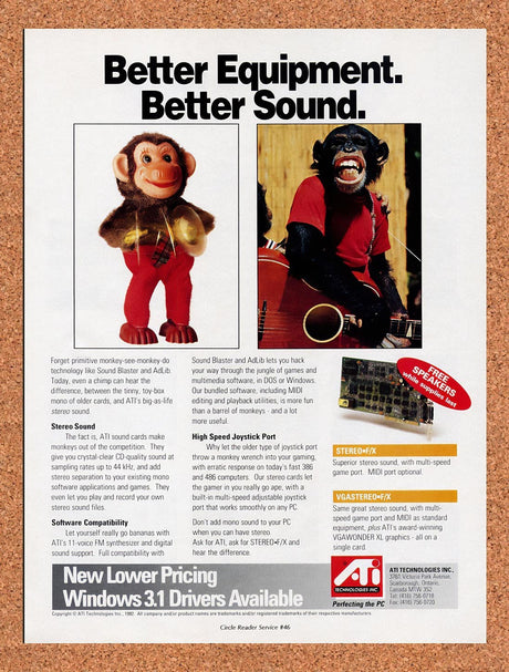 1992 ATI Sound Cards Original Advertisement / Retro Promo v1