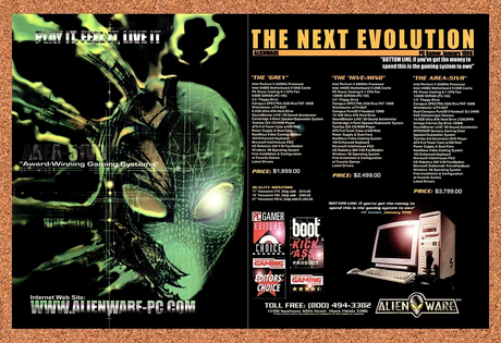 1999 Alienware The Next Evolution Gaming Systems Original Ad / Promo v3