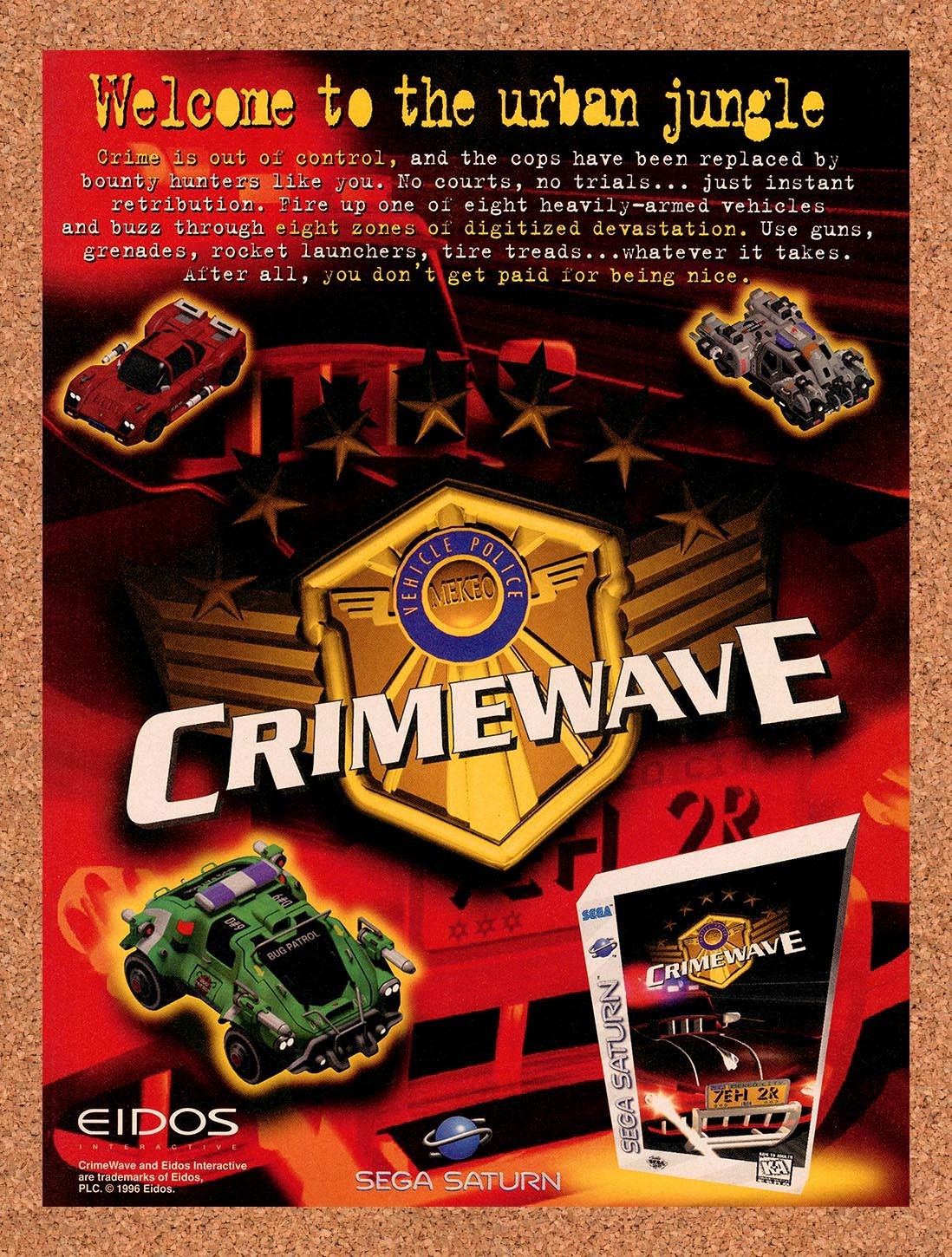 1997 CrimeWave Saturn Original Advertisement / Retro Promo v1