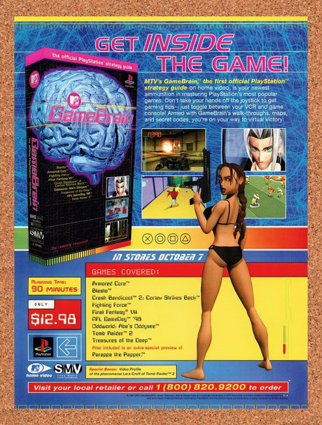 1997 MTV Game Brain VHS Strategy Guide Original Ad / Retro Wall Art v1
