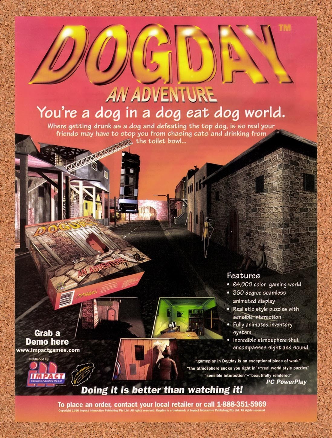1997 DogDay PC Original Advertisement / Retro Promo v2