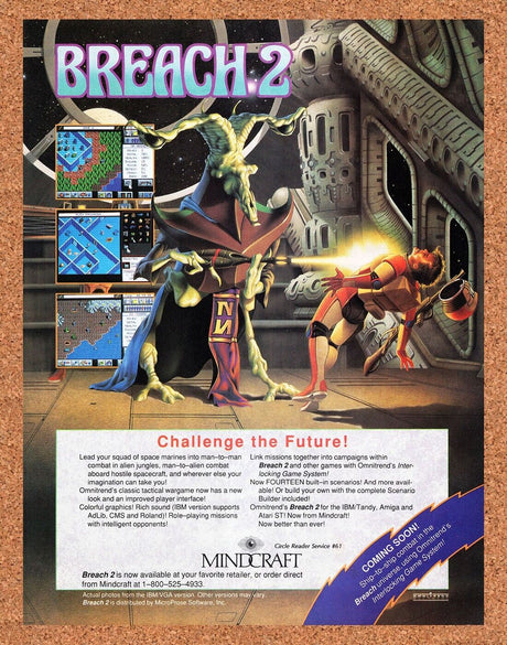 Breach 2 IBM Original 1991 Vintage Ad - Video Game Promo
