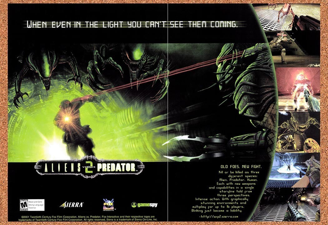 Aliens Vs Predator 2 PC Original 2001 Double-Sided Foldout Poster 10.5 ...