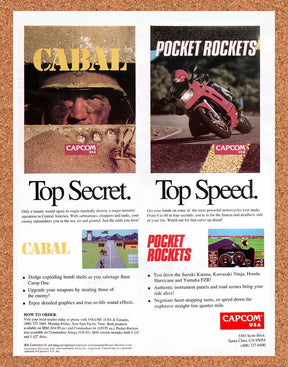 Capcom PC Games Original 1990 Vintage Ad - Cabal Video Game Promo