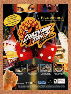 2002 Crazy Taxi 3 High Roller Xbox Original Advertisement / Retro Promo v1