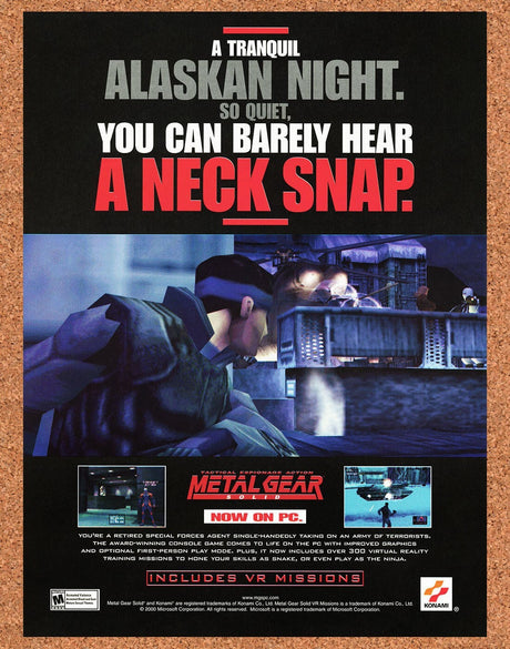 2000 Metal Gear Solid PC Alaskan Night Original Advertisement / Retro Promo v1
