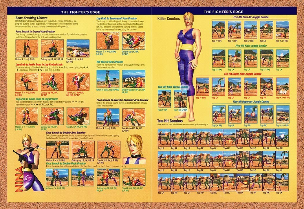 1996 Tekken 2 Nina Moves List Original Advertisement / Retro Promo vr4