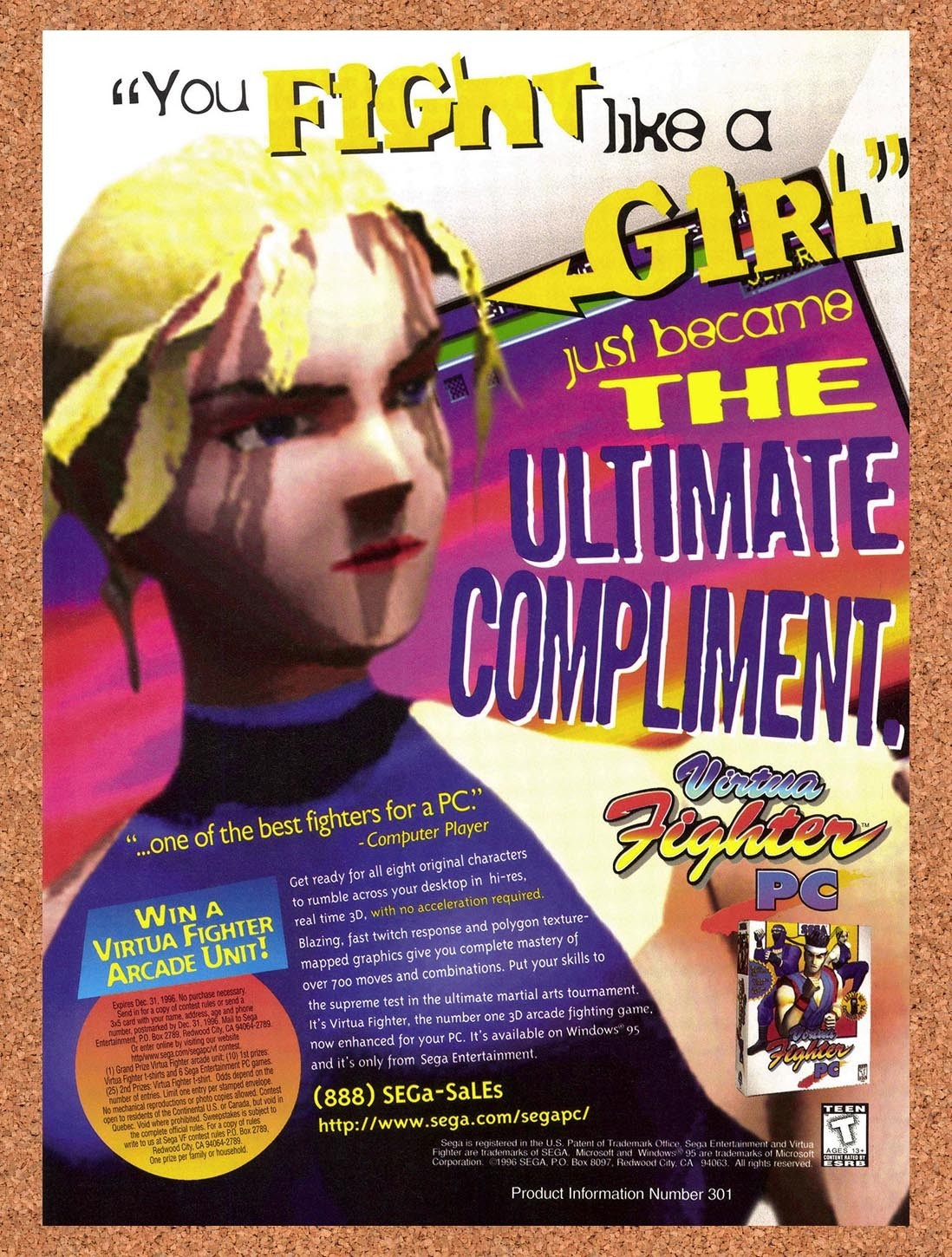 1996 Virtua Fighter PC Original Advertisement / Retro Promo v3