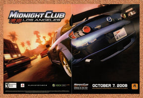 2008 Midnight Club Los Angeles Xbox 360 Original Advertisement / Retro Promo v1
