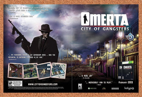2012 Omerta City Of Gangsters Xbox 360 Original Ad / Retro Wall Art v1