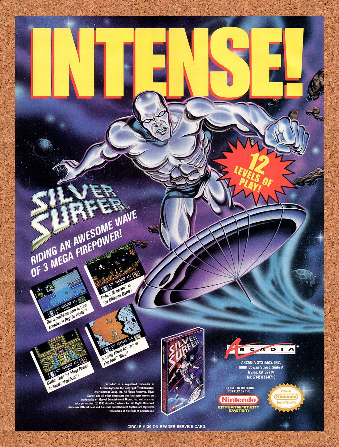 1991 Silver Surfer NES Original Advertisement / Retro Wall Art v1