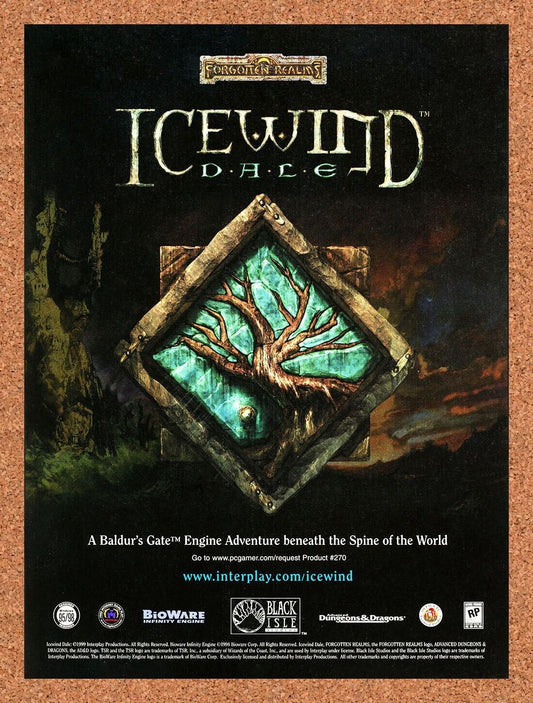 Icewind Dale PC Original 2001 Ad Authentic Baldur's Gate RPG Video Game Promo