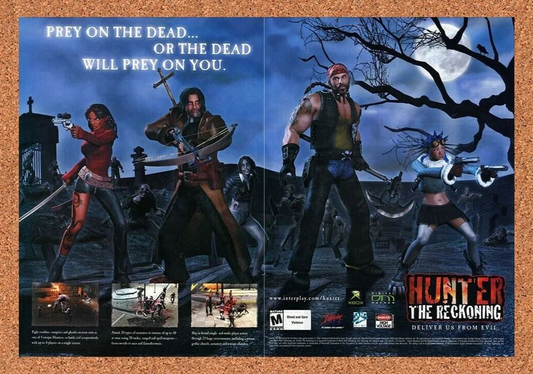 Hunter The Reckoning Xbox Original 2002 Ad Authentic Horror Video Game Promo