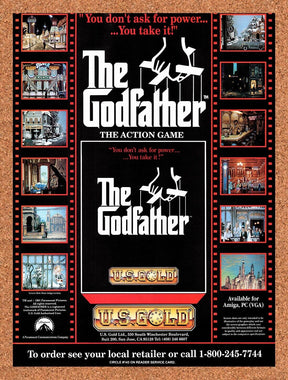 1992 The Godfather Amiga Original Advertisement / Retro Wall Art v1