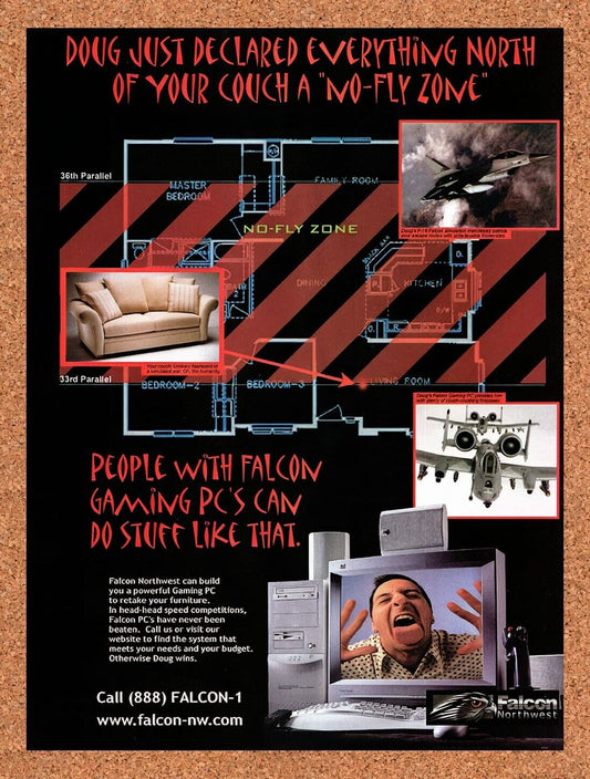 1998 Falcon Northwest Performance Gaming PCs Original Ad / Retro Wall Art v16