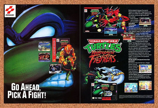 1992 TMNT Tournament Fighters SNES Original Advertisement / Retro Wall Art v1