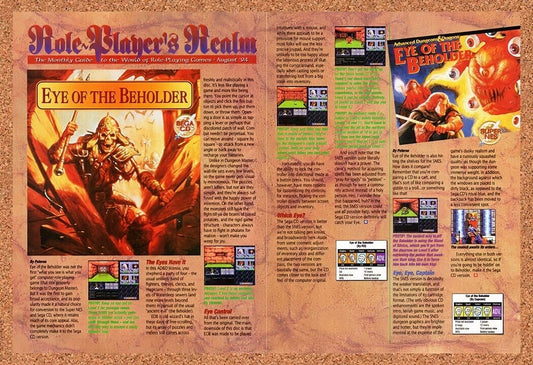 1993 Advanced Dungeons & Dragons Eye Of The Beholder Sega CD Original Ad v3