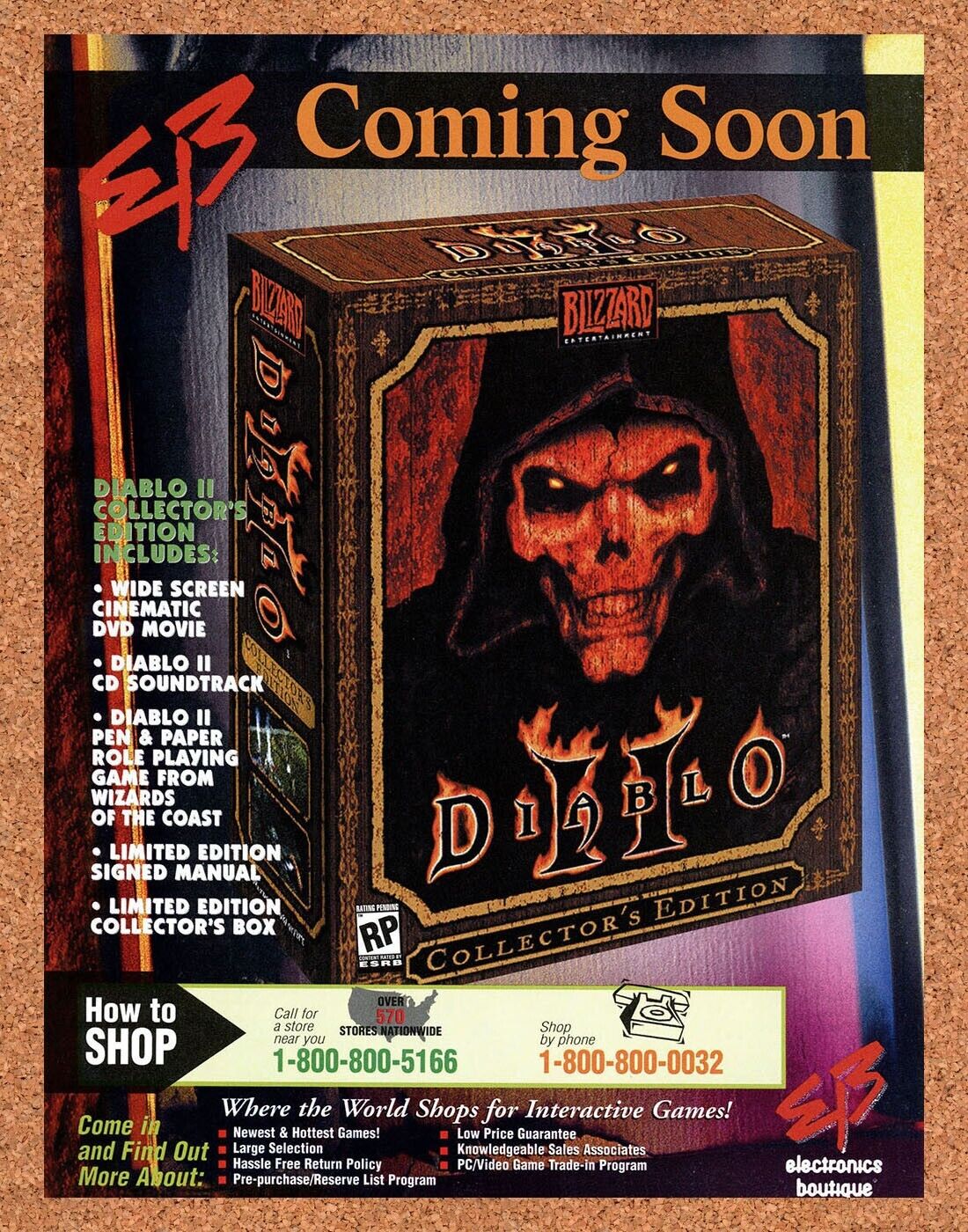 Diablo II Collector's Edition PC Original 2000 Ad Authentic EB Games Promo