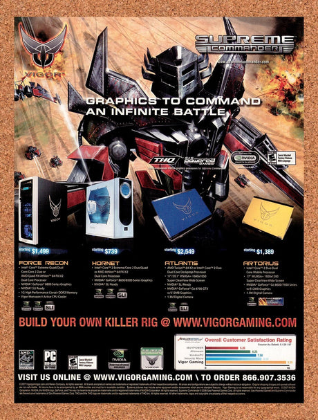 2007 Supreme Commander Vigor Gaming PCs Original Ad / Retro Wall Art v3