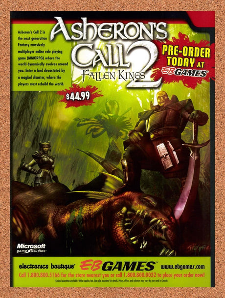 2002 Asheron's Call 2 Fallen Kings EB Games Original Advertisement / Promo v3