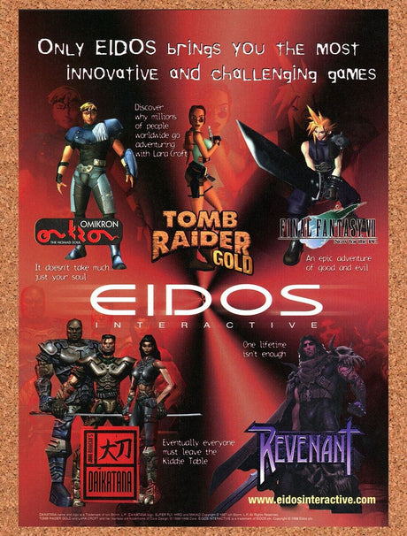 Eidos PC Games Original 2000 Ad Authentic FF7 Tomb Raider Video Game Promo v1