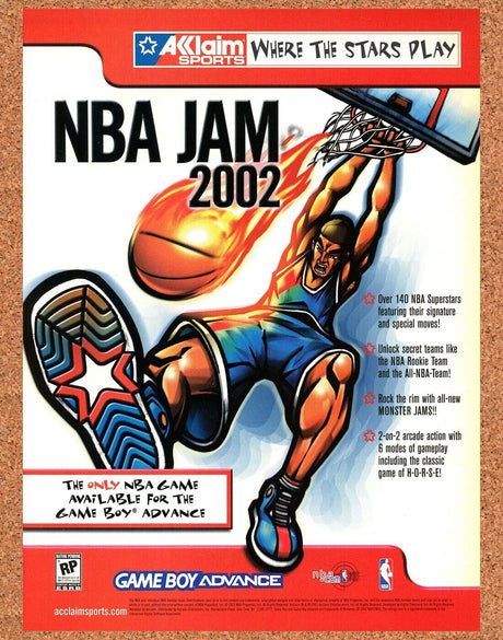 NBA Jam 2003 GBA Original 2002 Print Ad Authentic Nintendo Video Game Promo