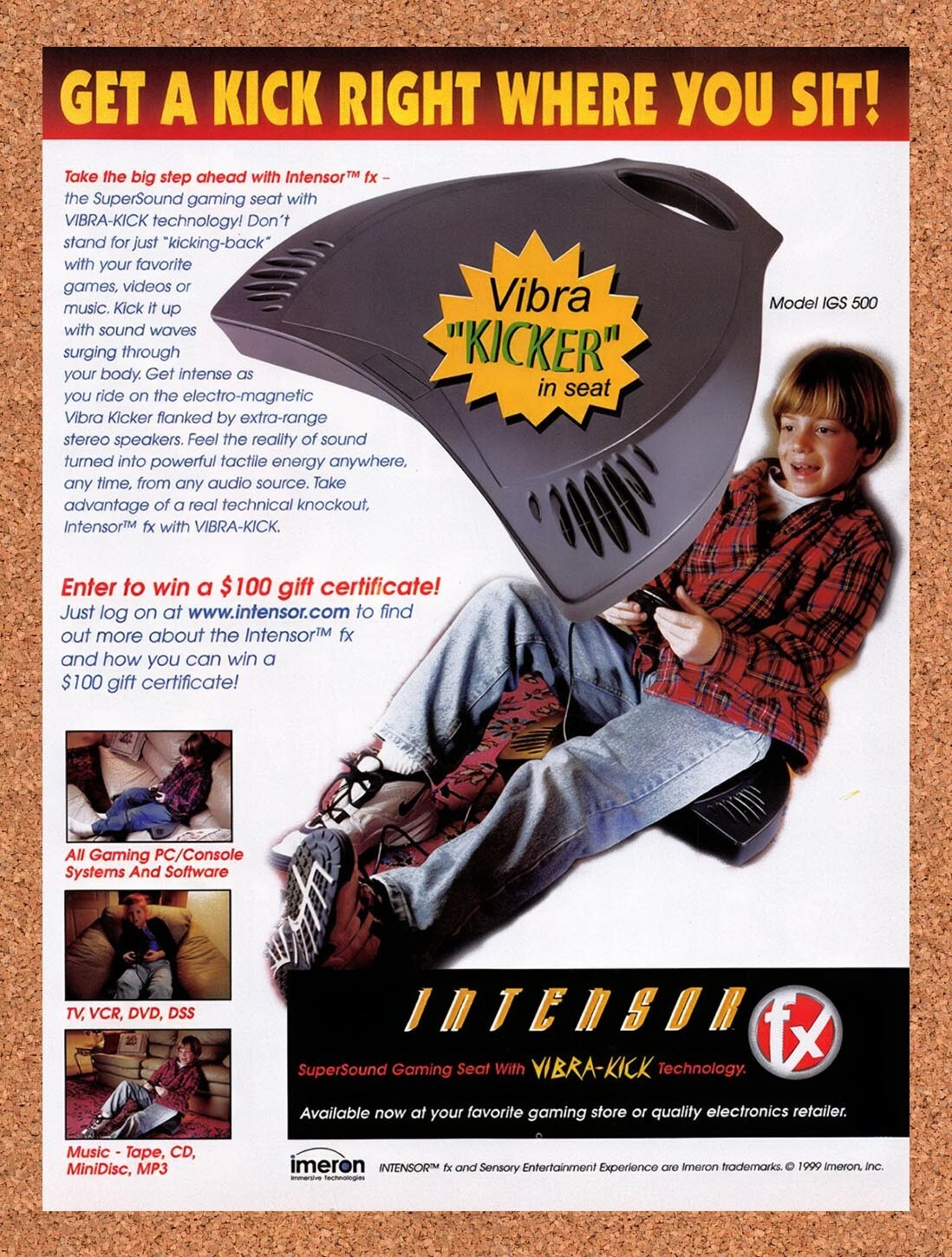 1999 Intensor Vibra-Kicker Original Advertisement / Retro Wall Art v1