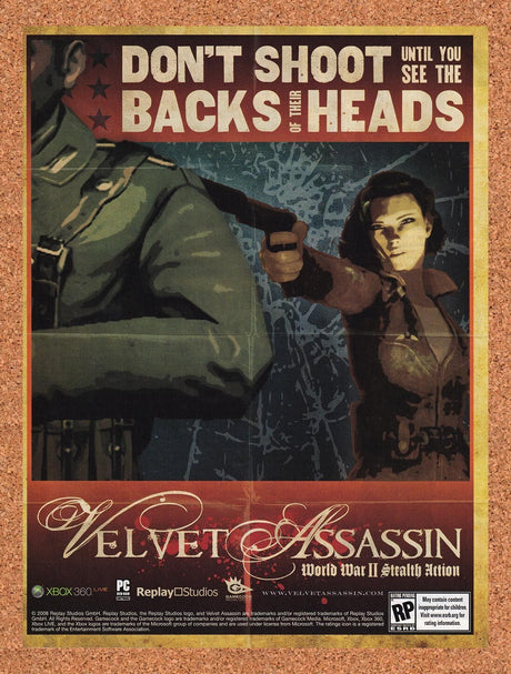 2008 Velvet Assassin World War II Stealth Action Xbox 360 Original Ad v4
